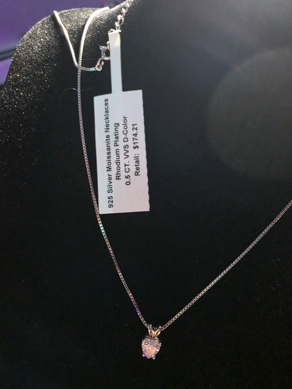 Moissanite Heart Shaped Pendant Necklace in 925 Sterling Silver - Picture 3 of 5